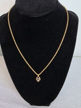 Nina Ricci Gold-Tone Pendant Necklace with Clear Stone